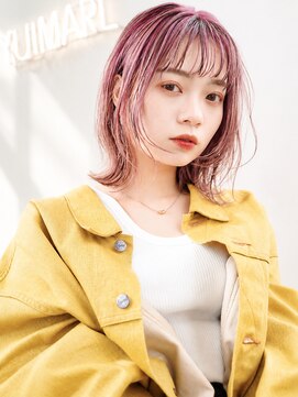 ユイマァル 倉敷(YUIMARL) 倉敷ブリーチダブルカラー20代30代ピンクベージュ外ハネボブ