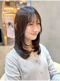 ◯ダークアッシュブラウンミディアムレイヤー顔周りカットn