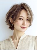 40代50代60代/脱白髪染め白髪ぼかしハイライト/ショートヘア