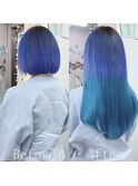 オーシャンブルー#シールエクステ#グラデーションヘアー#宇都宮