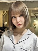 縮毛矯正/髪質改善トリートメント/ミディアムヘア/グレージュ