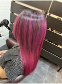 派手髪☆ビビットピンクバレイヤージュ【TELAHAIR 船橋】