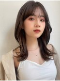 くびれリバースカール　レイヤーカット　オリーブベージュ