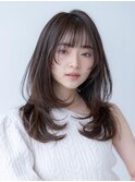 大人かわいい前髪セシルカットココアブラウンフリンジウェーブ