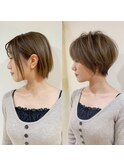 大人綺麗な小顔襟足スッキリショートボブ　30代40代50代