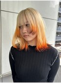 20代30代ダブルカラーグラデーションオレンジミディアム