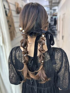 ジゼル 博多筑紫口店(GiseL) 編みおろし ツインテール リボンアレンジ 結婚式 ライブ