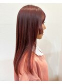 20代30代40代大人かわいい赤みブラウン×ピンクインナーカラー