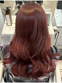 髪質改善/ブリーチなし/チェリーレッド/ワインレッド/韓国風巻き