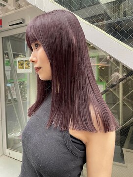 ノラギンザユー(NORA GINZA/U) 暖色カラー赤紫ダブルカラー透明感カラーストレートヘア