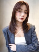 ロングレイヤーカット顔周りレイヤーウルフハッシュカット韓国