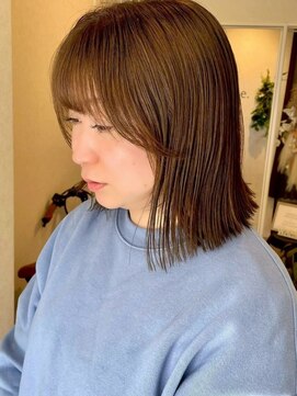 ロッカヘアエジェ(ROCCA hair eje.) 【ナチュラル×抜け感】外ハネブラウンボブハイライトカラー