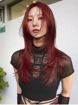 イル 長岡(iLe.) ワインレッドバーガンディブリーチなしダブルカラーレイヤー