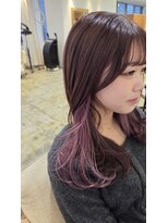 ディフィー 梅田(Defi) レイヤーカット×インナーカラーピンク/ブリーチなしピンク