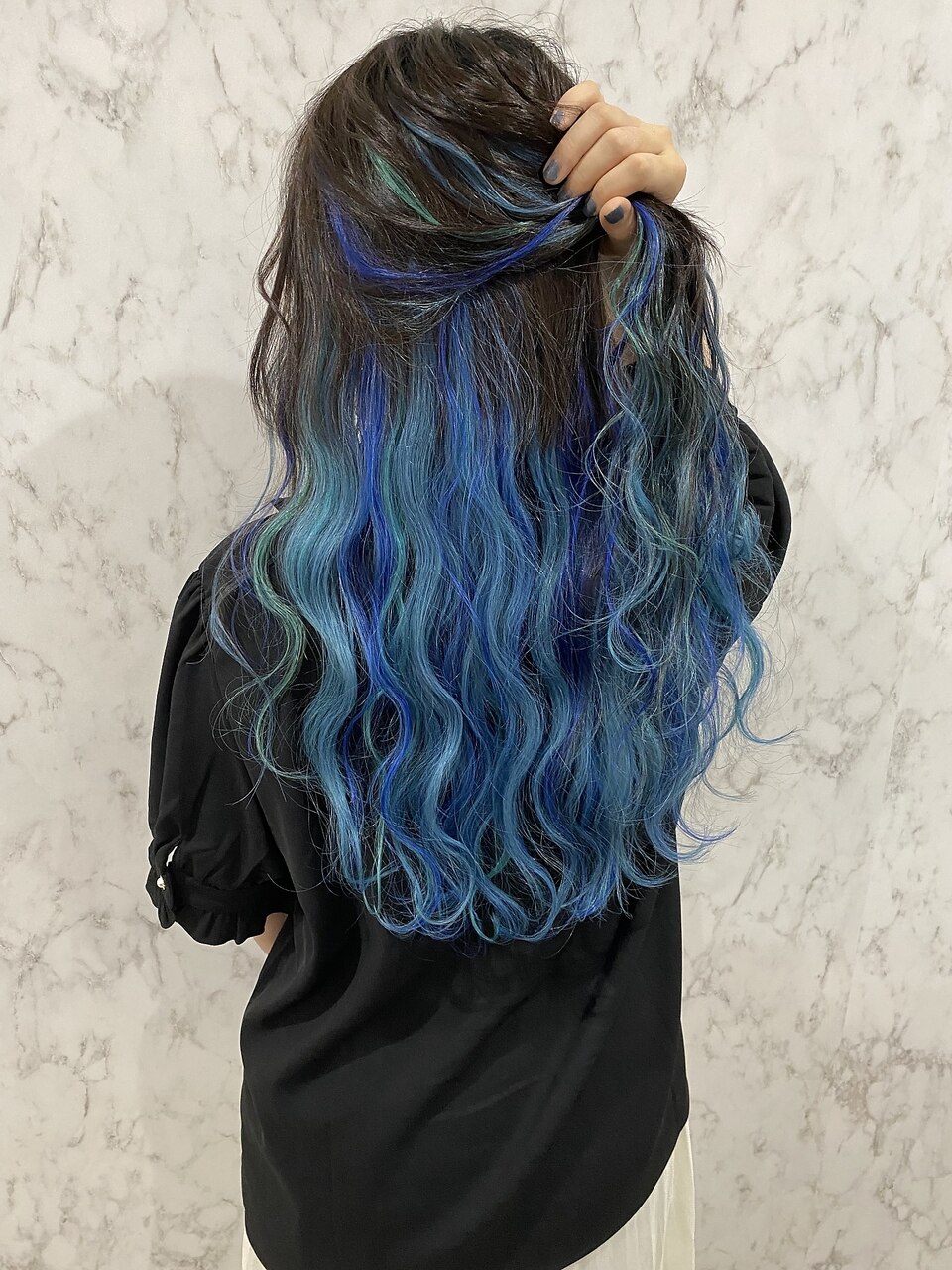 ブルー×ターコイズ#シールエクステ#グラデーションカラー#仙台