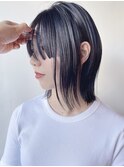 【morio 原宿】前髪長め切りっぱなしボブ　ブルーブラック
