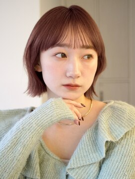 ガーデンヨコハマエスト(GARDEN YOKOHAMA est) レイヤーボブ くびれヘア ワイドバング アプリコットオレンジ