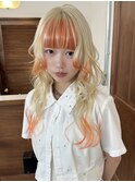 ホワイトブロンド/オレンジカラー/デザインカラー/梅田