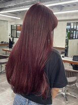 ニコ トウキョウ 渋谷(nico TOKYO)&nbsp;ダブルカラーチェリーレッドピンクブラウン韓国レイヤーロング