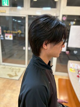 ヒラトヤ 肴町店 韓国風センターパートかき上げ爽やかナチュラルショート黒髪暗髪