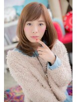 ミック ヘアアンドビューティー 大山店(miq  Hair&Beauty)&nbsp;斜めバング＆オレンジブラウン好感ワンカールミディa1