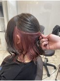 イメチェンヘアスタイル 垢抜けレッドピンク@古山