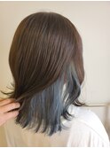 京都・西院cuculehair インナーカラー☆デニムブルー