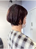 グレージュカラー/ボブウルフ/黒髪/ココアベージュ
