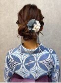 浴衣美人ヘアセット 編み込みアップスタイル お団子#2