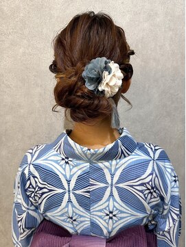 ウィスプ 赤羽店(wisp) 浴衣美人ヘアセット 編み込みアップスタイル お団子#2