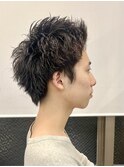 ニュアンスパーマ/センターパート/ベリーショート/アッシュ