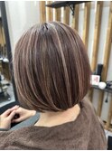 白髪ぼかしハイライト ショコラピンクベージュ