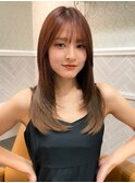20★Shina/黒髪ココアベージュ小顔レイヤー髪質改善縮毛矯正