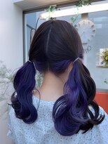 モモ(momo) 人気インナーカラー/イヤリングカラーラベンダー/ヘアアレンジ