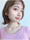 オリーブベージュショートミニボブグレージュブリーチレイヤー