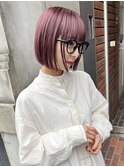 切りっぱなしボブピンクカラーラインボブダブルカラー★5