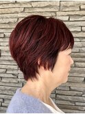 ミニショート脱白髪染め白髪ぼかしショートボブピンクベージュ