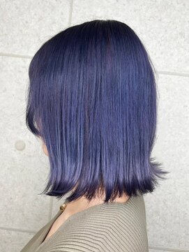 スターズ 柏(STARS) 外ハネ　ミニボブ　艶感　透明感　ネイビーブルーカラー韓国ヘア