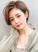 カジュアルショート×ベージュ×白髪染め@30代@40代@50代@60代