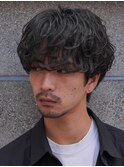 天神大名シャドウパーマメンズカットラウンドマッシュ30代