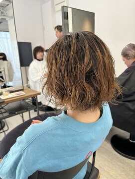 テラス トヨタ(Telasu Toyota) 朝楽5分セットのくせ毛風ボブパーマ◎
