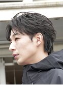 原宿フェザーショートシャドウパーマセンターパートウルフゆるめ