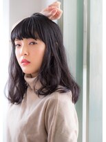 ヘアーアートシフォン 池袋西口店(Hair art chiffon) モーブカラーのワイドバングで大人かわいいくびれミディ  