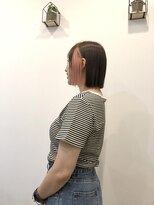 ヘアルーム カフー(hair room kafuu) ☆切りっぱなしボブ×イヤリングカラーピンクベージュ☆