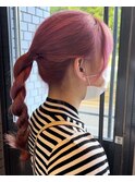 ピンクカラー ダブルカラー ブリーチ