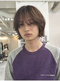 =メンズボブ/ダークアッシュ/ニュアンスパーマ／メンズウルフ