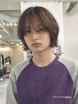 メゾンアクア 表参道(Maison ACQUA) =メンズボブ/ダークアッシュ/ニュアンスパーマ／メンズウルフ