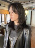 【あきら】セミロングレイヤーカットハッシュカット韓国ヘア