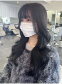 あき/ブルーブラック/韓国ウェーブ巻き