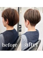 ヘアサロン ドットプラス 町田店(dot. plus) 大人刈り上げショート/ミルクティーブロンド/ダークブルー/町田